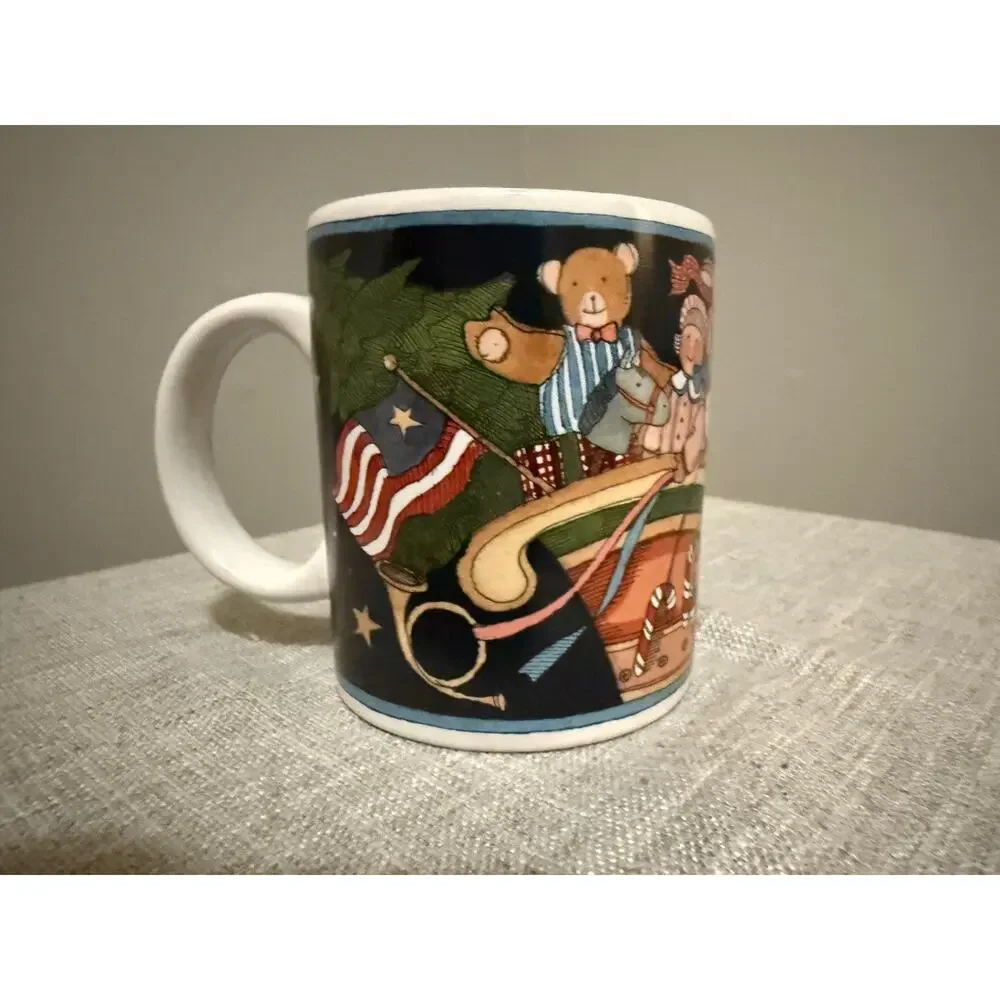 ❄️ Susan Winget Certified International Christmas Mugs Set of 4 Santa Sleigh 4”